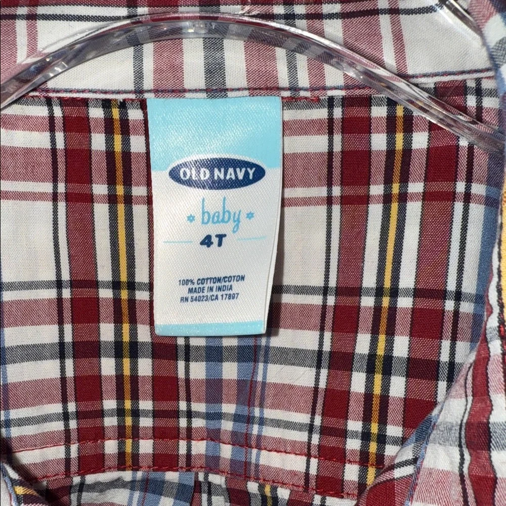Old Navy Kids Plaid Button Down Shirt - Red, Blue, and White Size 4T